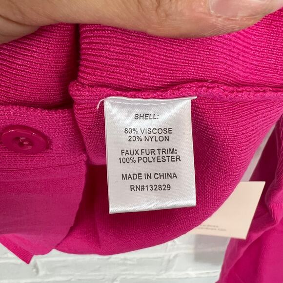 Revolve Women's Superdown Milana Faux Fur Cardigan Sweater Hot Pink Size XS NWT - Picture 7 of 8